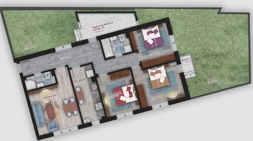 apartament 4 camere cu 2 gradini București
